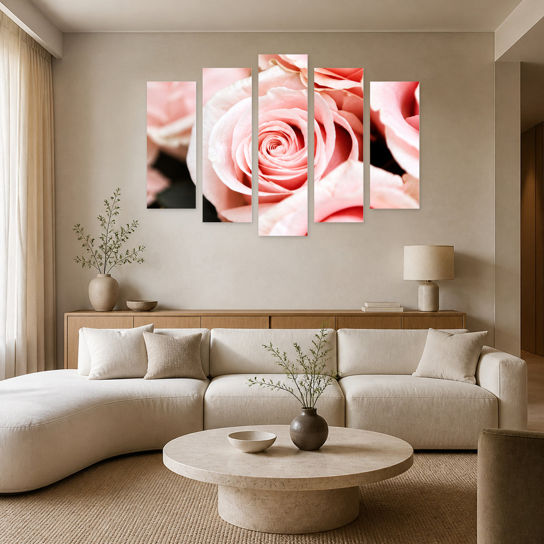 Wedding Decoration with Dreamlike Atmosphere — five-panel wall art in alternate frontal interior | 5wallart 57570 M4
