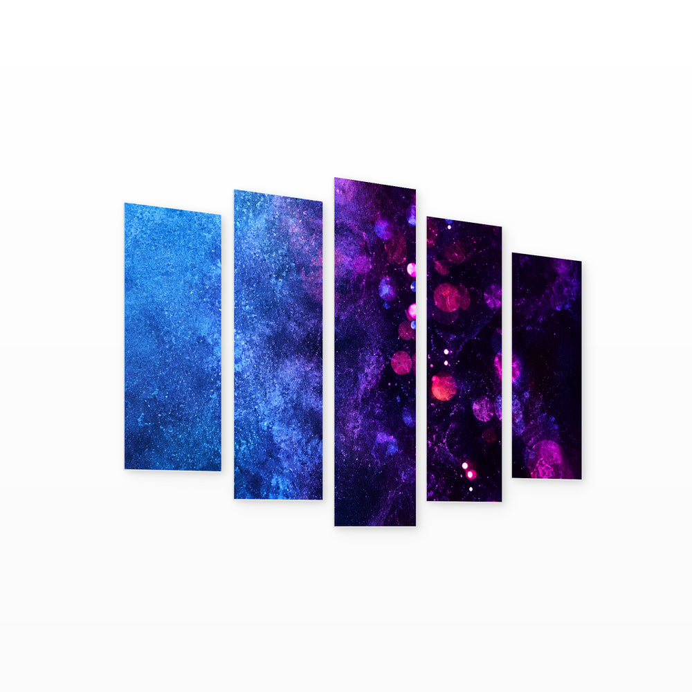 Space Painting with Geometric Rhythm — five-panel wall art on white background in perspective | 5wallart 57580 M1