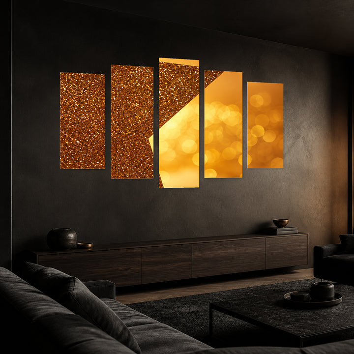 Golden Star in Serene Light — five-panel wall art in perspective interior | 5wallart 57581 M2