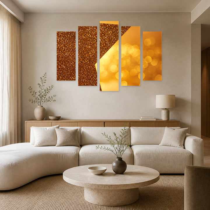 Golden Star in Serene Light — five-panel wall art in frontal interior | 5wallart 57581 M3