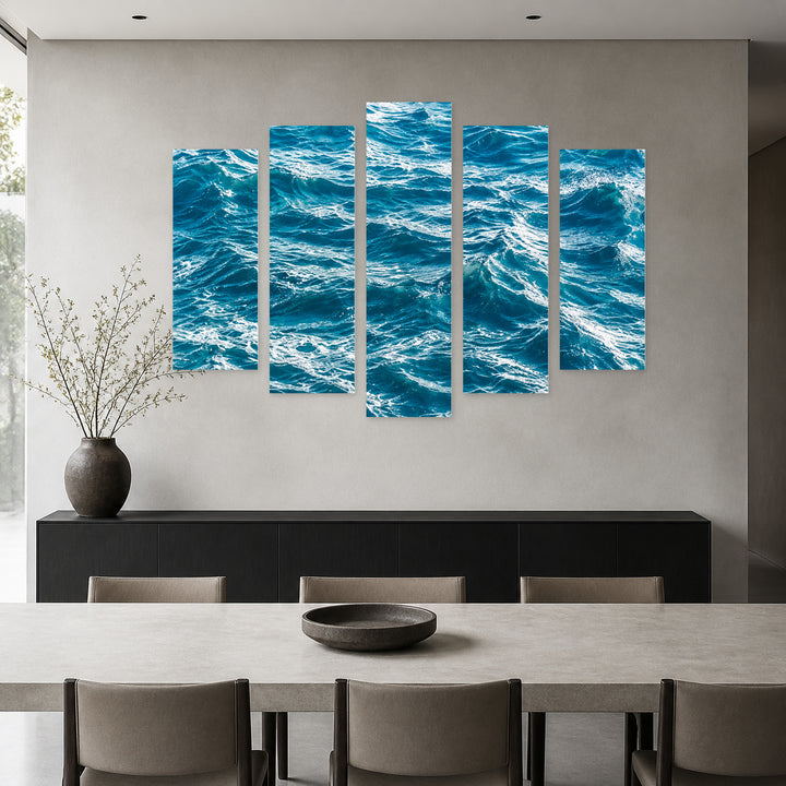 Jump! with Dramatic Contrast — five-panel wall art in frontal interior | 5wallart 57582 M3
