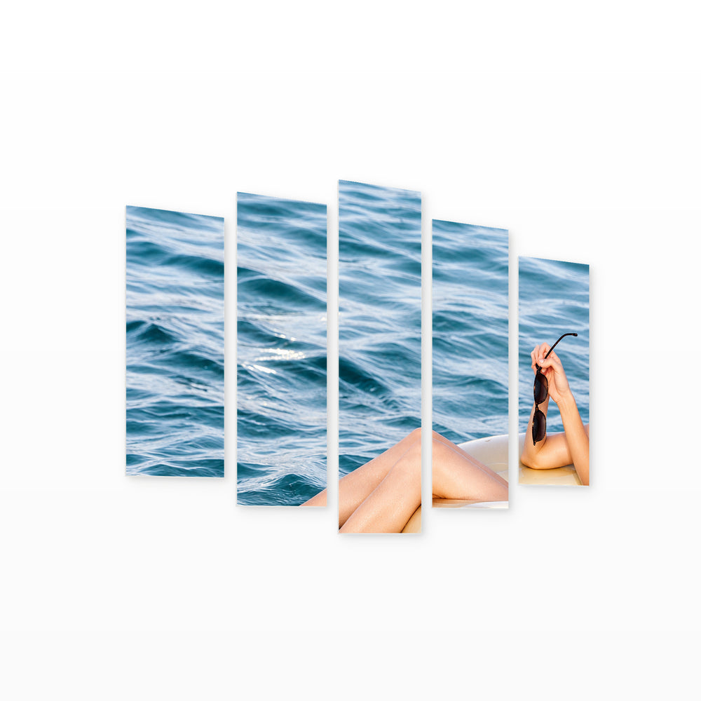 Relax with Geometric Rhythm — five-panel wall art on white background in perspective | 5wallart 57583 M1