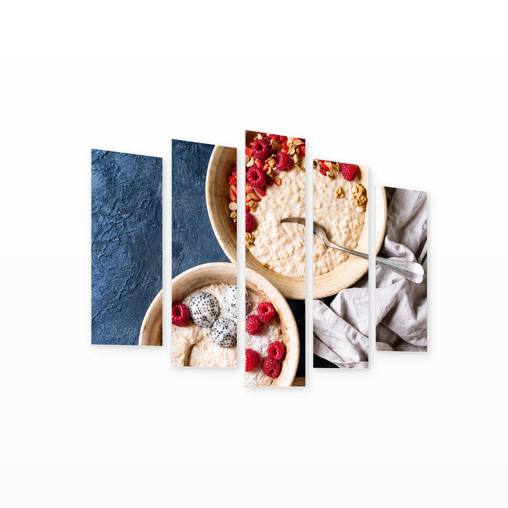 Muesli Contemporary Study — five-panel wall art on white background in perspective | 5wallart 57584 M1