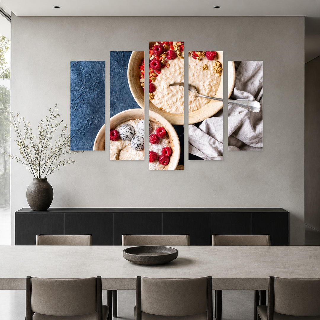 Muesli Contemporary Study — five-panel wall art in frontal interior | 5wallart 57584 M3