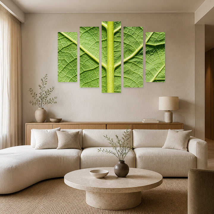 Life Is a Garden in Vivid Color — five-panel wall art in alternate frontal interior | 5wallart 57592 M4