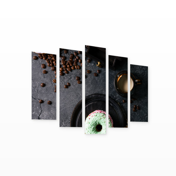 Donuts in Soft Pastels — five-panel wall art on white background in perspective | 5wallart 57595 M1