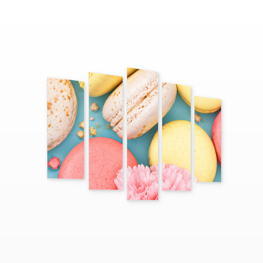 Macaroni with Dramatic Contrast — five-panel wall art on white background in perspective | 5wallart 57599 M1