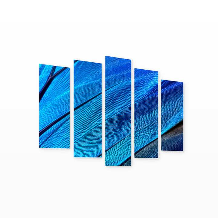 Wing Detail in Serene Light — five-panel wall art on white background in perspective | 5wallart 57606 M1
