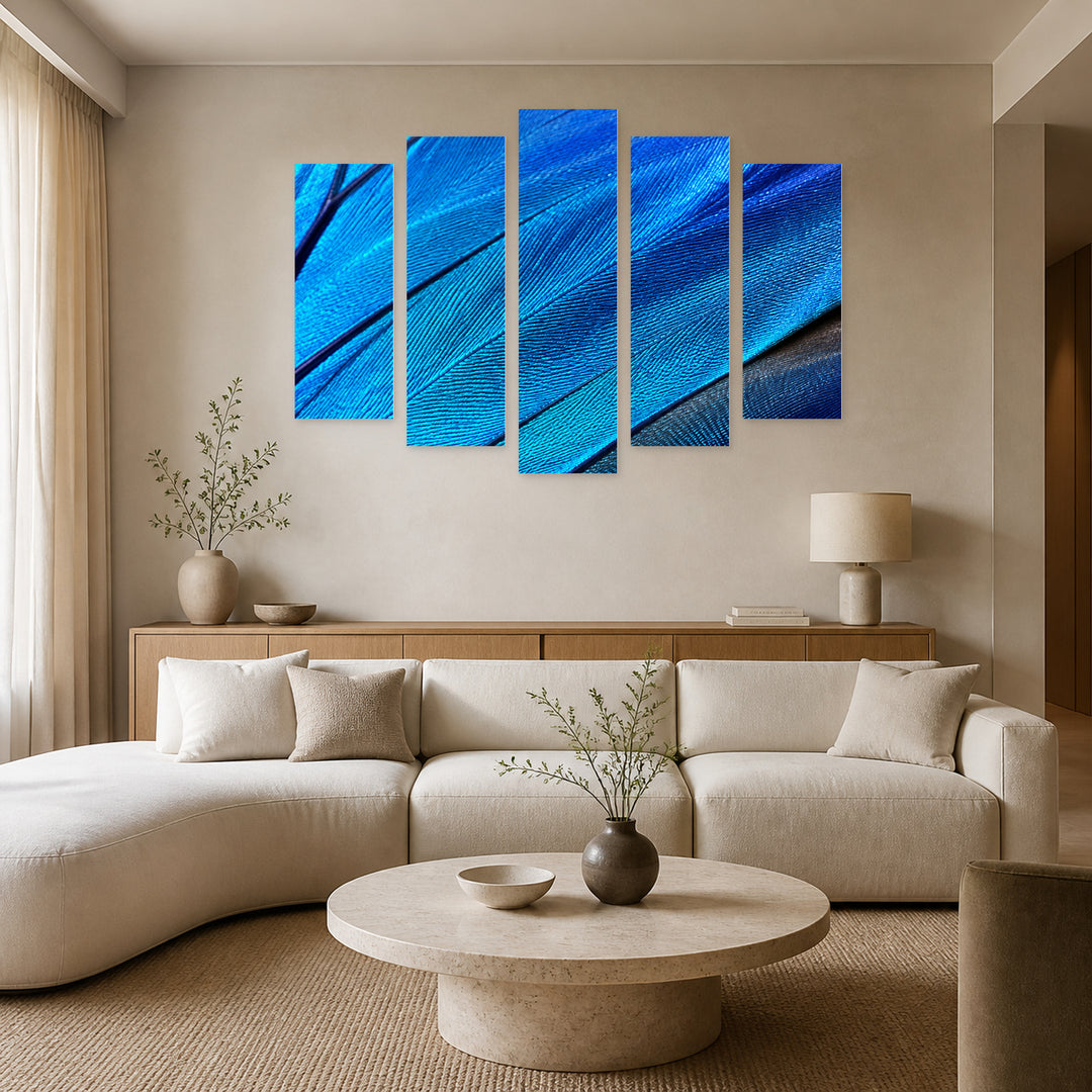 Wing Detail in Serene Light — five-panel wall art in alternate frontal interior | 5wallart 57606 M4