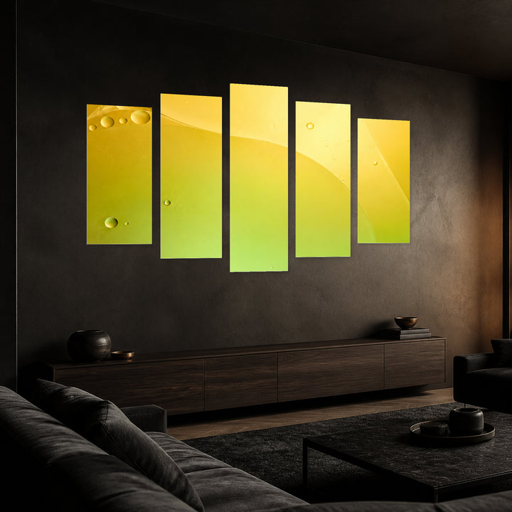 Lemonade in Serene Light — five-panel wall art in perspective interior | 5wallart 57609 M2
