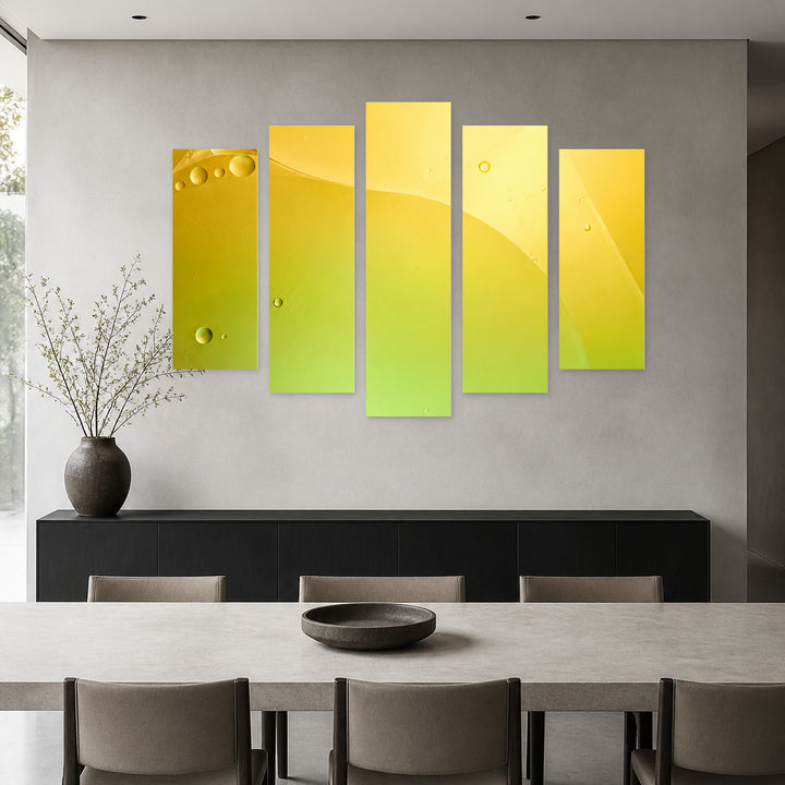 Lemonade in Serene Light — five-panel wall art in alternate frontal interior | 5wallart 57609 M4