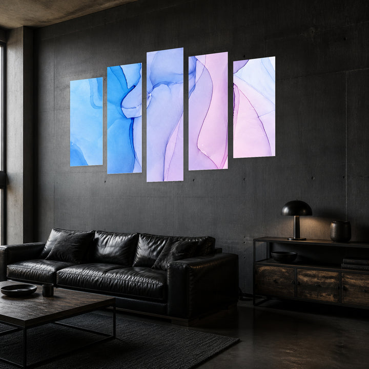 Favorite Colors in Vivid Color — five-panel wall art in perspective interior | 5wallart 57612 M2