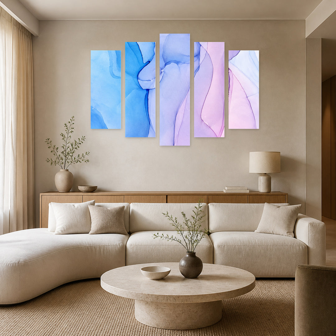 Favorite Colors in Vivid Color — five-panel wall art in alternate frontal interior | 5wallart 57612 M4