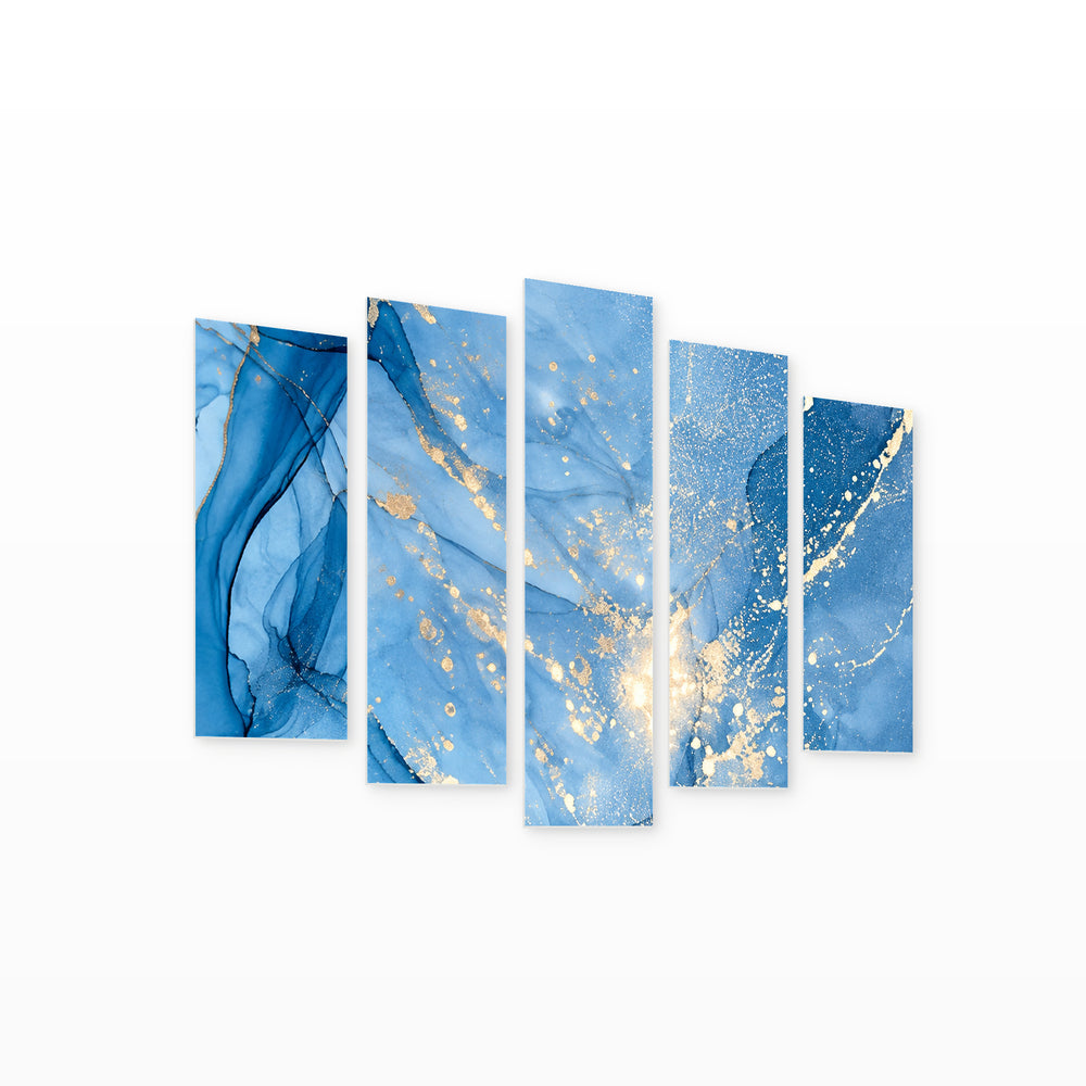 Sparks Modern Composition — five-panel wall art on white background in perspective | 5wallart 57613 M1