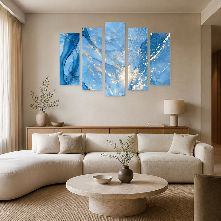 Sparks Modern Composition — five-panel wall art in frontal interior | 5wallart 57613 M3