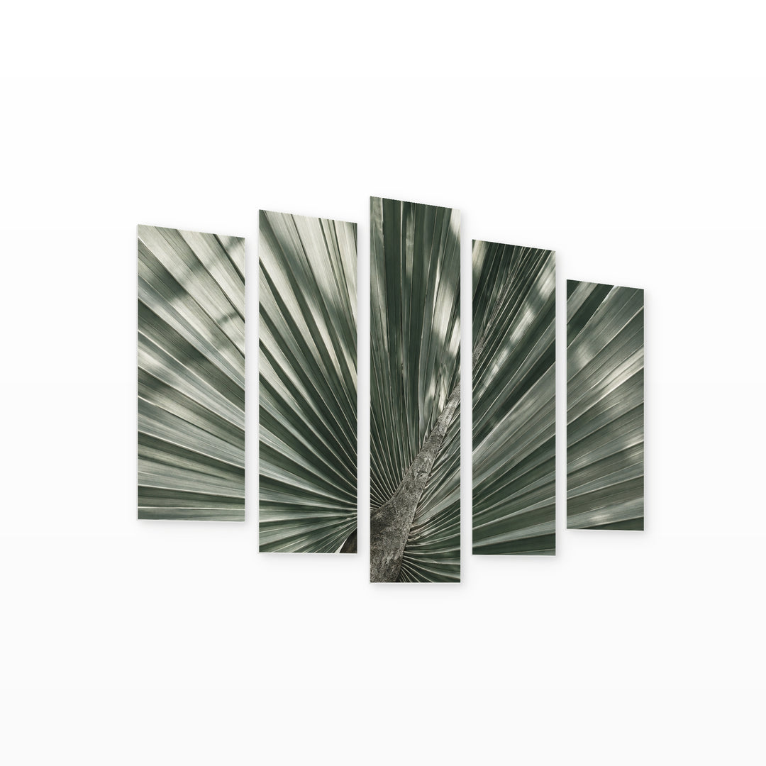 Botany in Serene Light — five-panel wall art on white background in perspective | 5wallart 57619 M1
