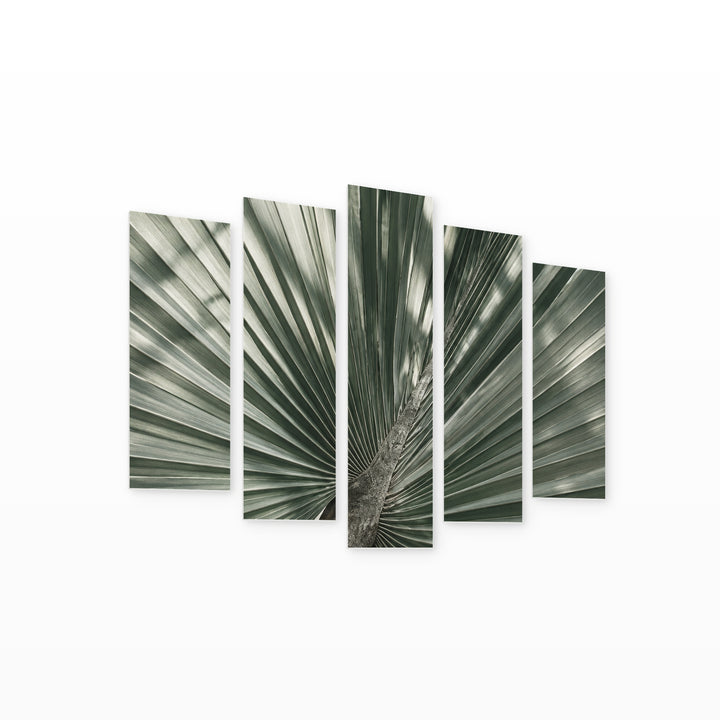 Botany in Serene Light — five-panel wall art on white background in perspective | 5wallart 57619 M1