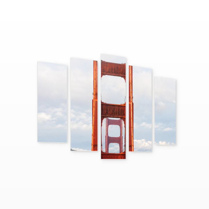 Bridge - Golden Gate in Serene Light — five-panel wall art on white background in perspective | 5wallart 57620 M1