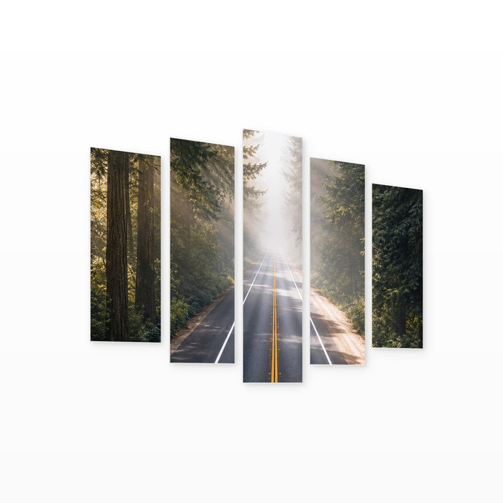 Free Coastal Panorama — five-panel wall art on white background in perspective | 5wallart 57621 M1