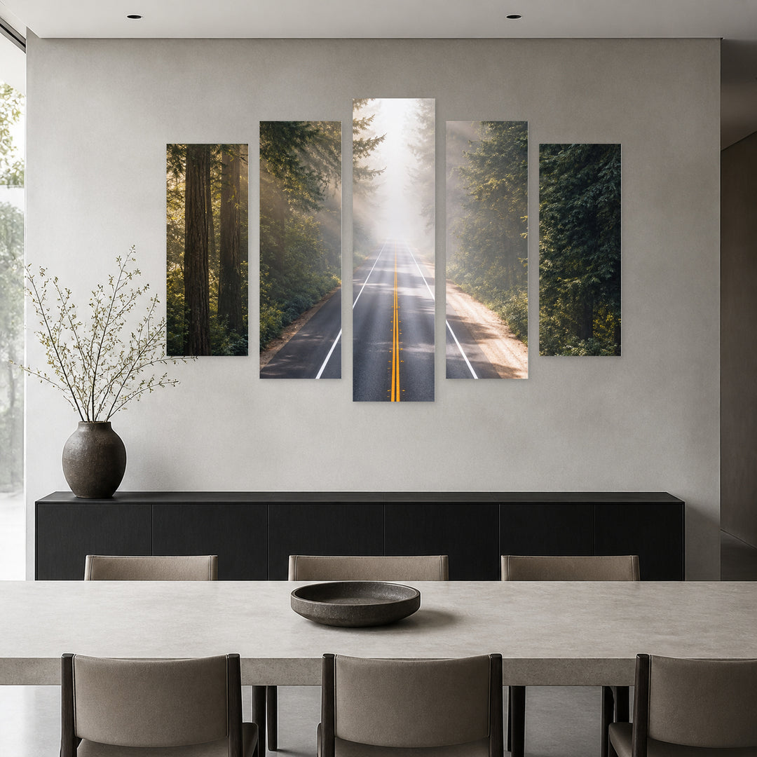Free Coastal Panorama — five-panel wall art in alternate frontal interior | 5wallart 57621 M4
