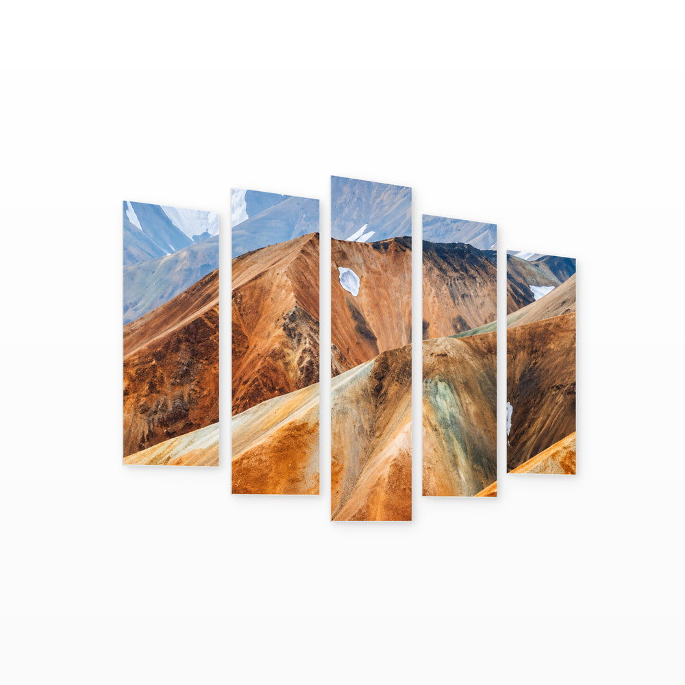 Desert in Blue and Gold — five-panel wall art on white background in perspective | 5wallart 57629 M1