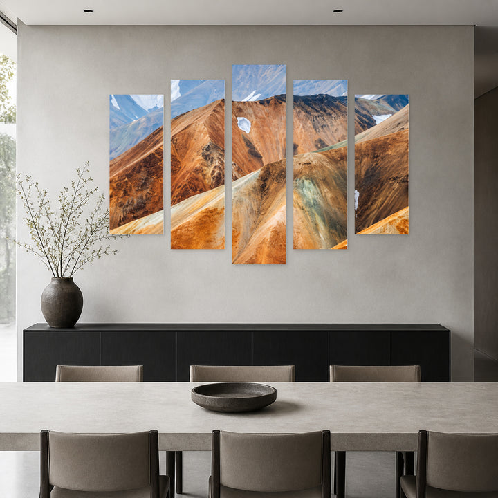 Desert in Blue and Gold — five-panel wall art in alternate frontal interior | 5wallart 57629 M4