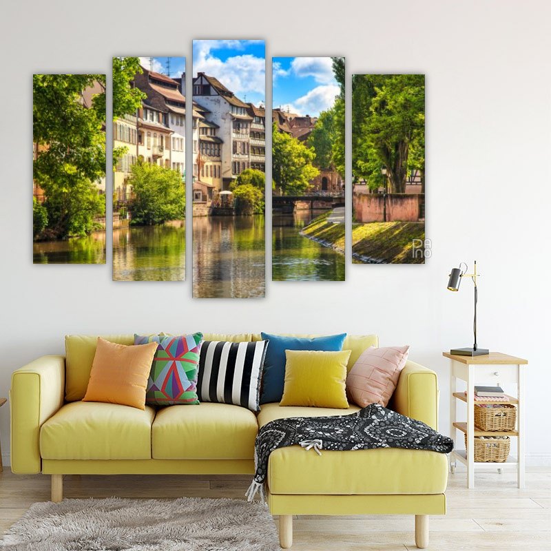 Water Canal in Little France – five-piece modular wall art