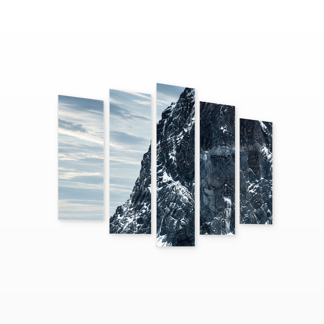 Rocky Landscape in Serene Light — five-panel wall art on white background in perspective | 5wallart 57631 M1
