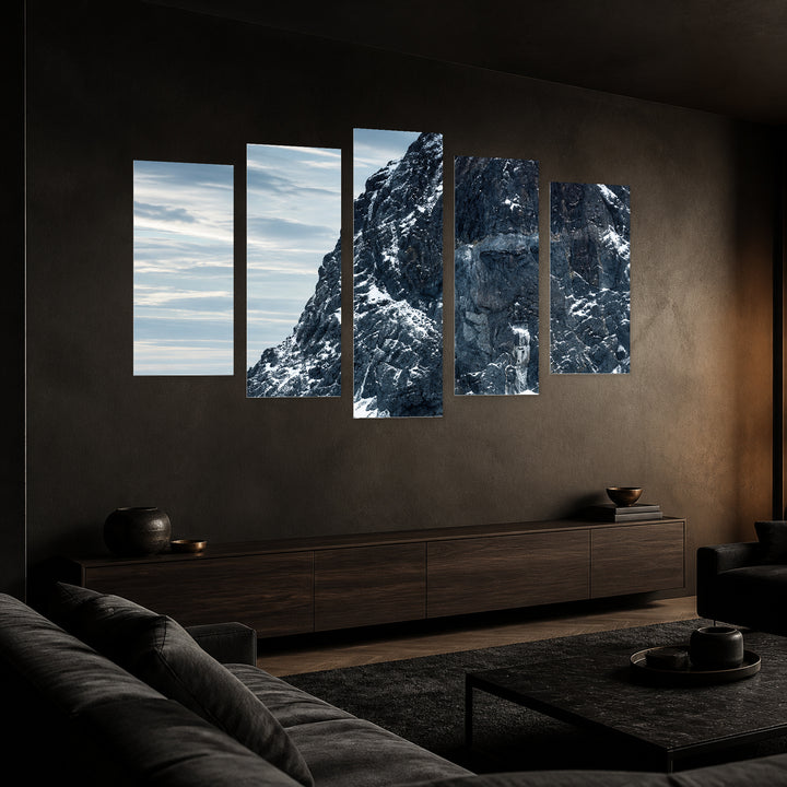 Rocky Landscape in Serene Light — five-panel wall art in perspective interior | 5wallart 57631 M2