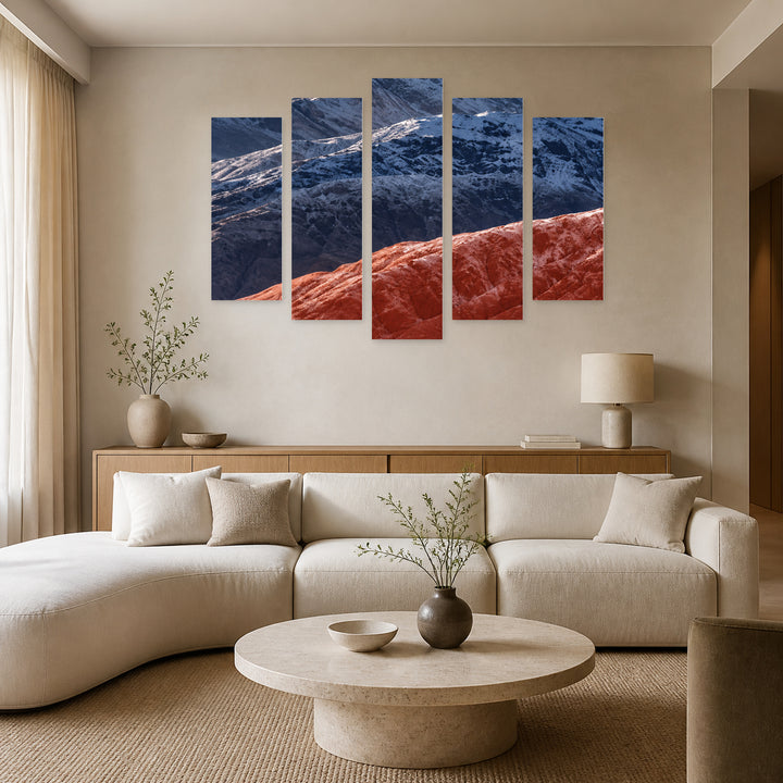 Moonlit Landscape at Night — five-panel wall art in frontal interior | 5wallart 57635 M3