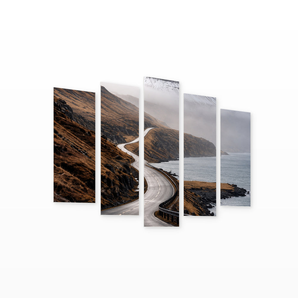 No Turning Back with Geometric Rhythm — five-panel wall art on white background in perspective | 5wallart 57636 M1