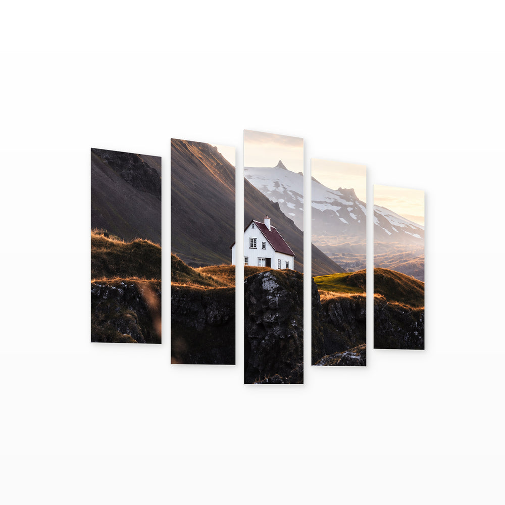 White House in Serene Light — five-panel wall art on white background in perspective | 5wallart 57637 M1