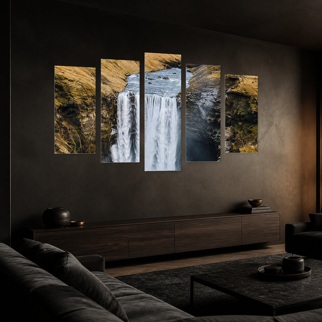 Hear the Water in Serene Light — five-panel wall art in perspective interior | 5wallart 57639 M2