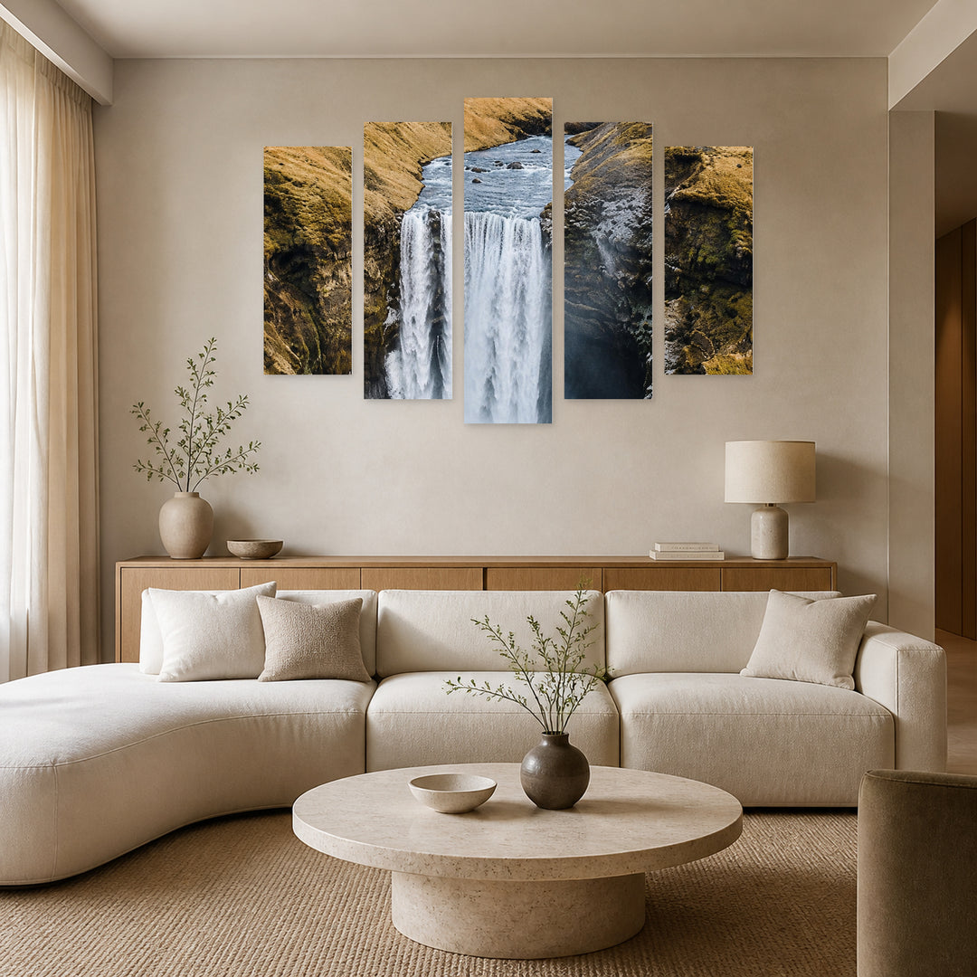 Hear the Water in Serene Light — five-panel wall art in frontal interior | 5wallart 57639 M3