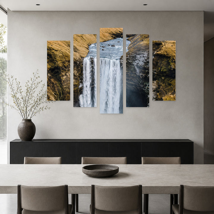 Hear the Water in Serene Light — five-panel wall art in alternate frontal interior | 5wallart 57639 M4