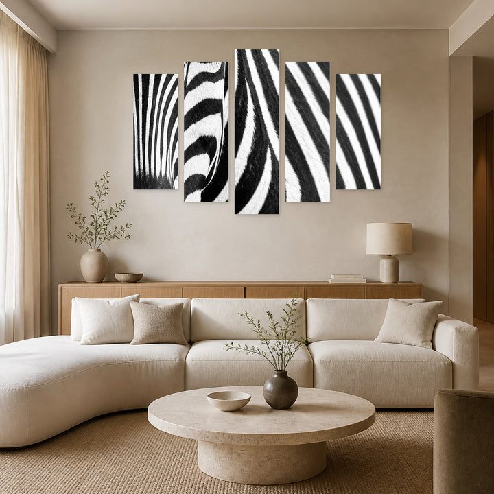 Stroke Me Wildlife Portrait — five-panel wall art in frontal interior | 5wallart 57645 M3
