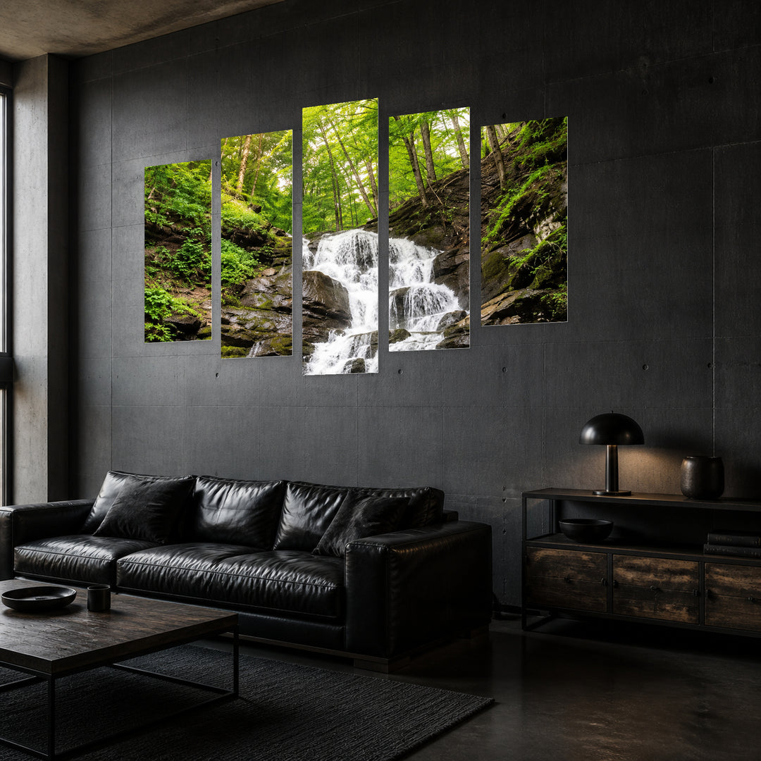 Water Path with Dreamlike Atmosphere — five-panel wall art in perspective interior | 5wallart 57654 M2