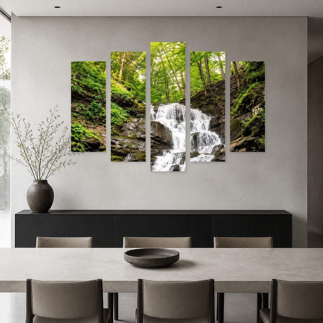 Water Path with Dreamlike Atmosphere — five-panel wall art in frontal interior | 5wallart 57654 M3