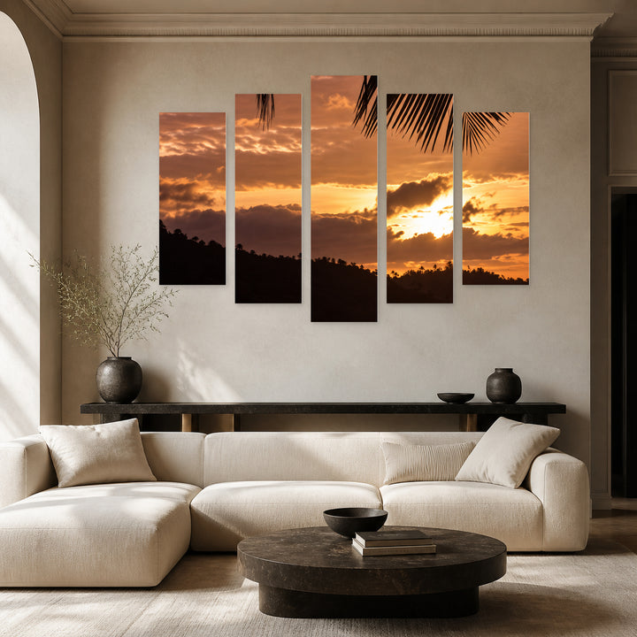 Afternoon Views with Dreamlike Atmosphere — five-panel wall art in frontal interior | 5wallart 57659 M3