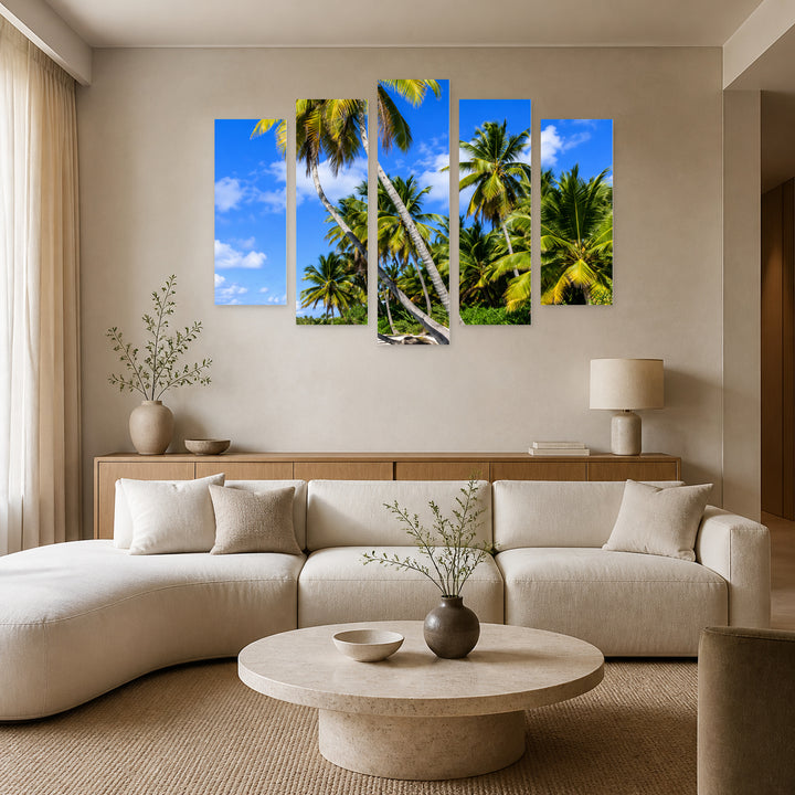 Dreamy Summer in Serene Light — five-panel wall art in alternate frontal interior | 5wallart 57660 M4