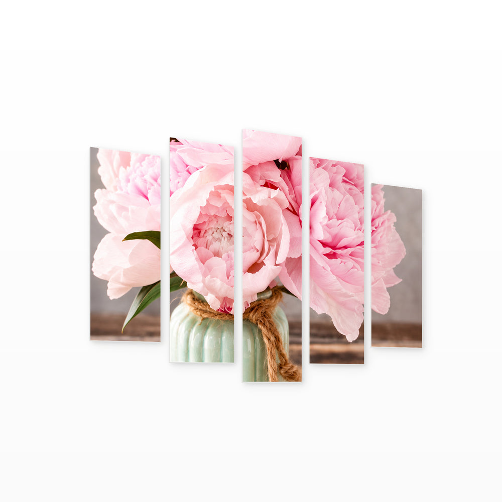 Give Flowers in Vivid Color — five-panel wall art on white background in perspective | 5wallart 57661 M1