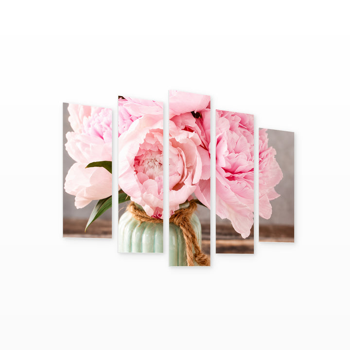 Give Flowers in Vivid Color — five-panel wall art on white background in perspective | 5wallart 57661 M1