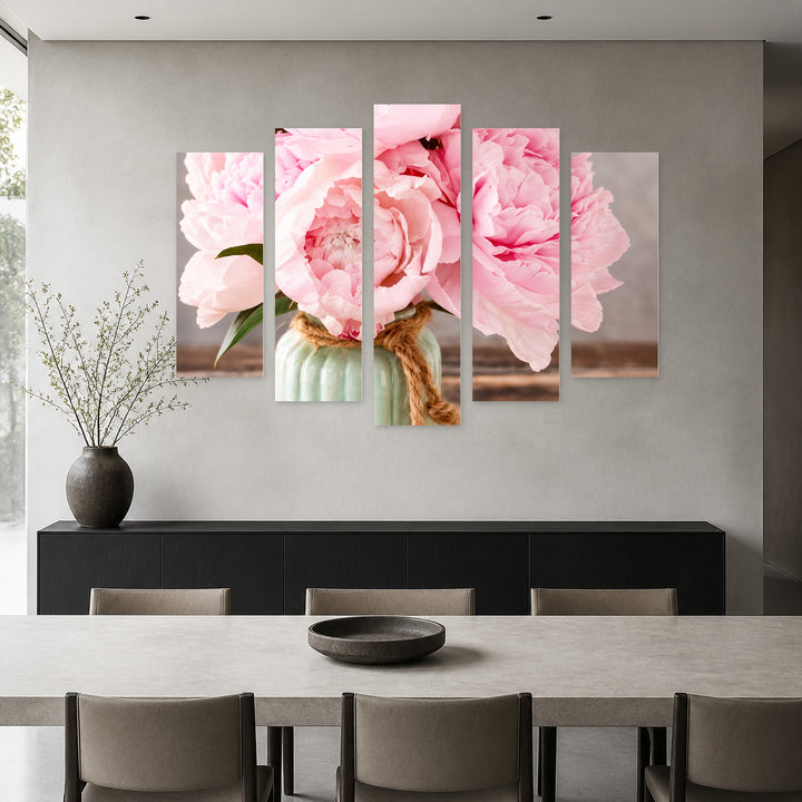 Give Flowers in Vivid Color — five-panel wall art in alternate frontal interior | 5wallart 57661 M4