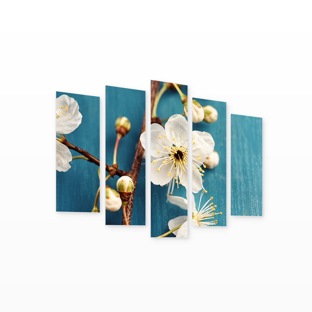 Burst Spring Landscape Study — five-panel wall art on white background in perspective | 5wallart 57664 M1