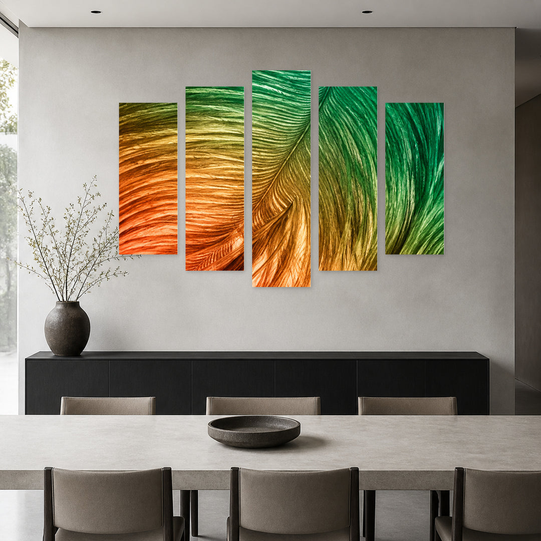 Outstretched Desires with Geometric Rhythm — five-panel wall art in frontal interior | 5wallart 57668 M3