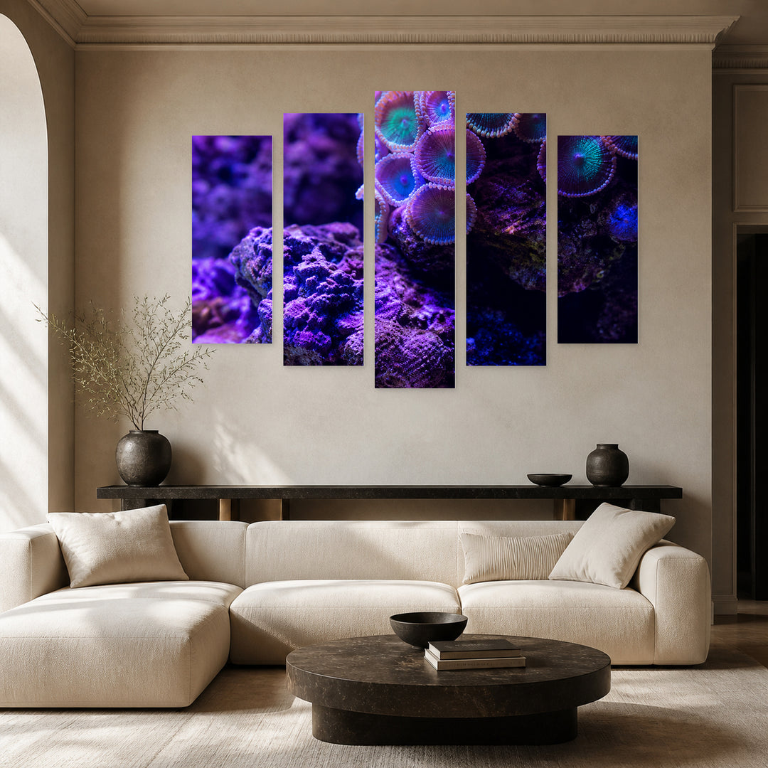 Ocean Floor in Serene Light — five-panel wall art in frontal interior | 5wallart 57669 M3