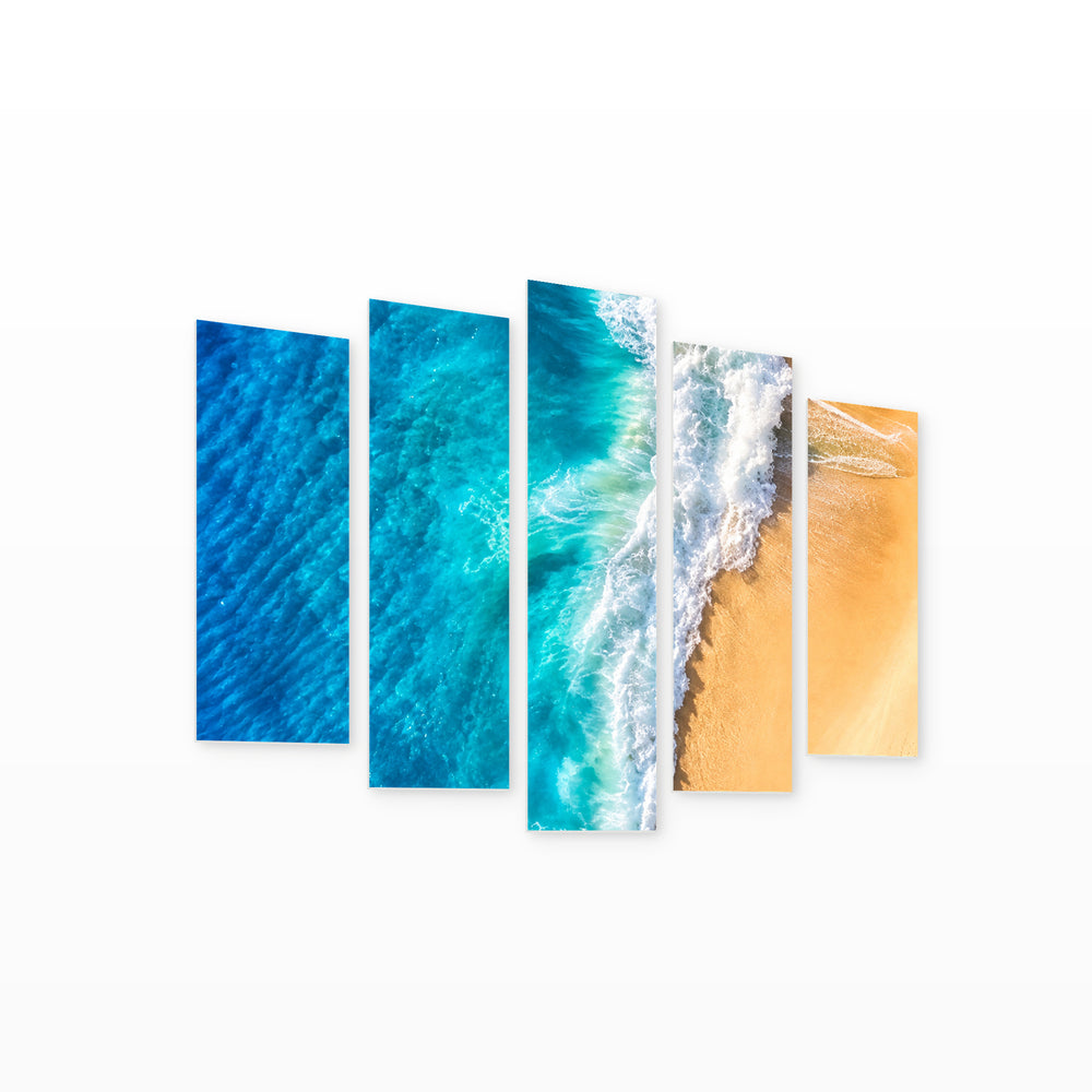 Meeting the Ocean with Dreamlike Atmosphere — five-panel wall art on white background in perspective | 5wallart 57677 M1