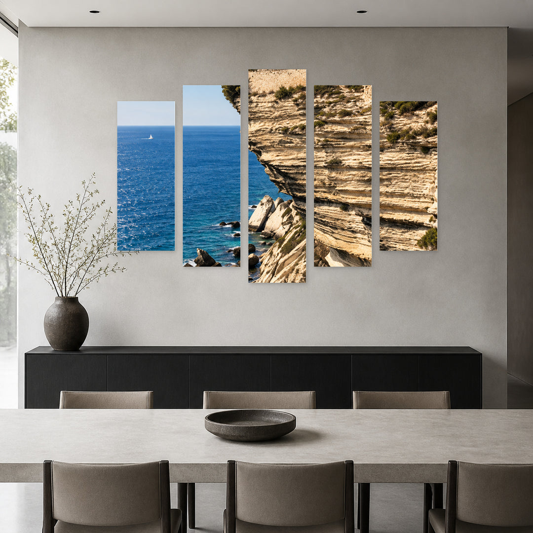 Bonifacio, Corsica in Blue and Gold — five-panel wall art in alternate frontal interior | 5wallart 57681 M4