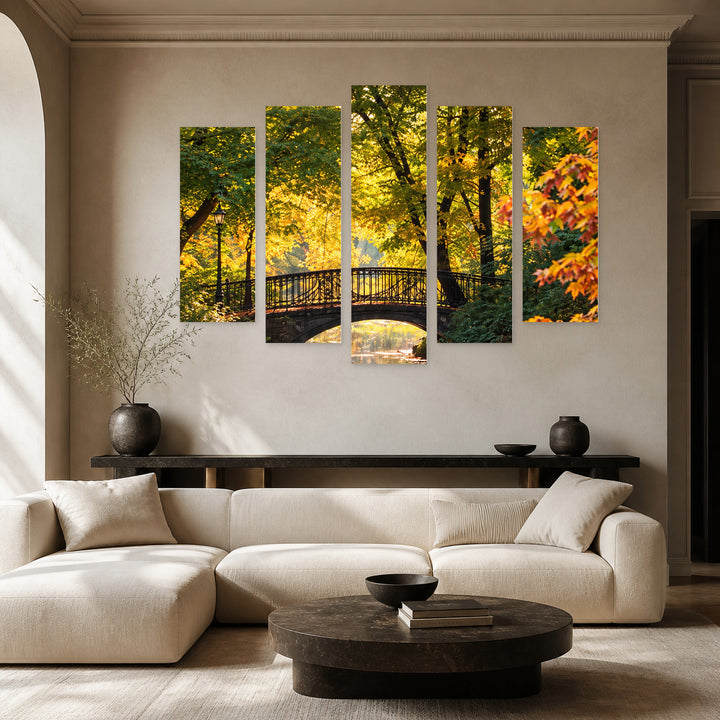 Romantic Walk in Serene Light — five-panel wall art in frontal interior | 5wallart 57685 M3