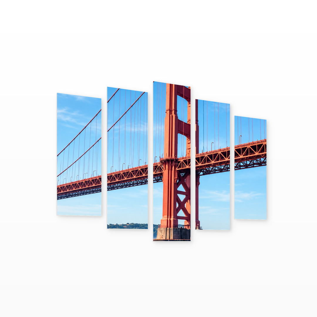 Symbol of San Francisco with Geometric Rhythm — five-panel wall art on white background in perspective | 5wallart 57688 M1